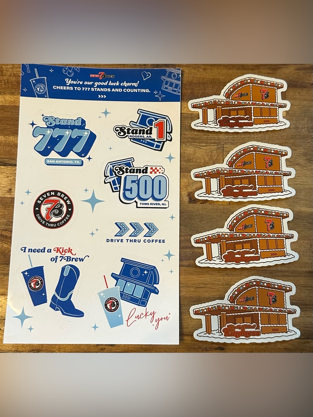 7 Brew Coffee Sticker Sheet & 4 Holiday Stickers